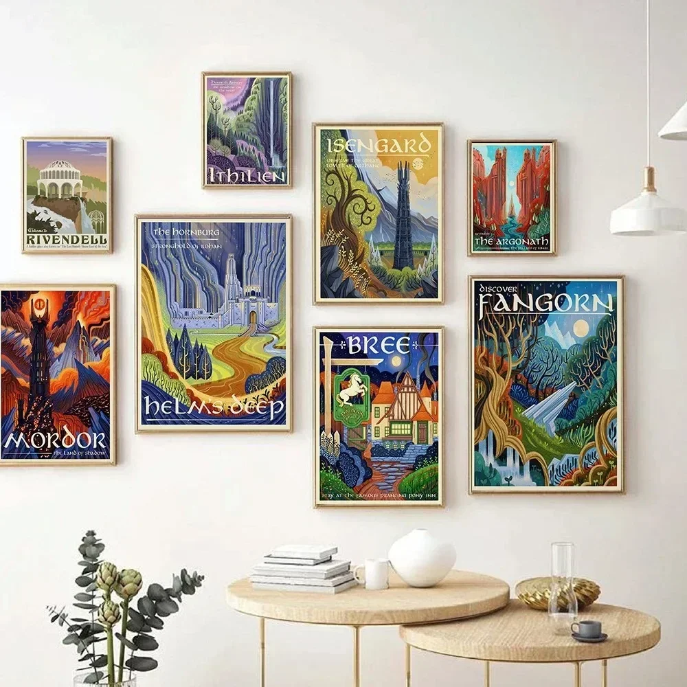 

Modern Abstract Canvas Painting Wall Art Middle-earth Landscape Lotto Colorful HD Poster Home Bedroom Living Room Decor