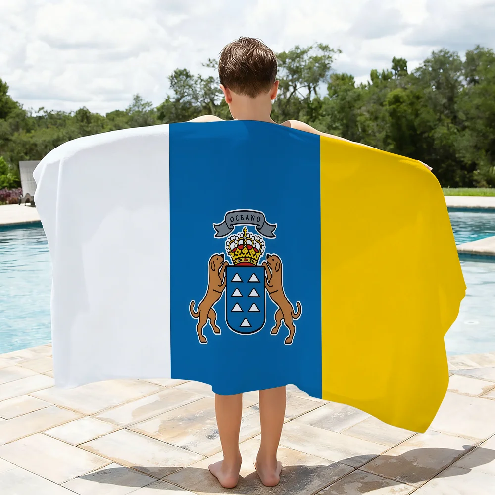 Flag of Canary Islands Towel Soft Lightweight Anti-Sand Large Beach Towel Quick-Drying Bath Sports Family