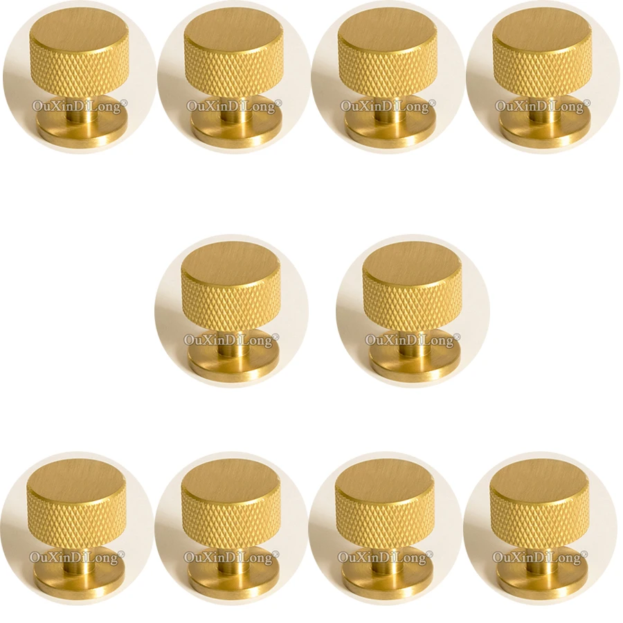 

Stock 10PCS Solid Brass Knurled Furniture Pulls Handle Drawer Knobs Cupboard Wardrobe Closet Dresser TV Cabinet Door Pulls Knobs