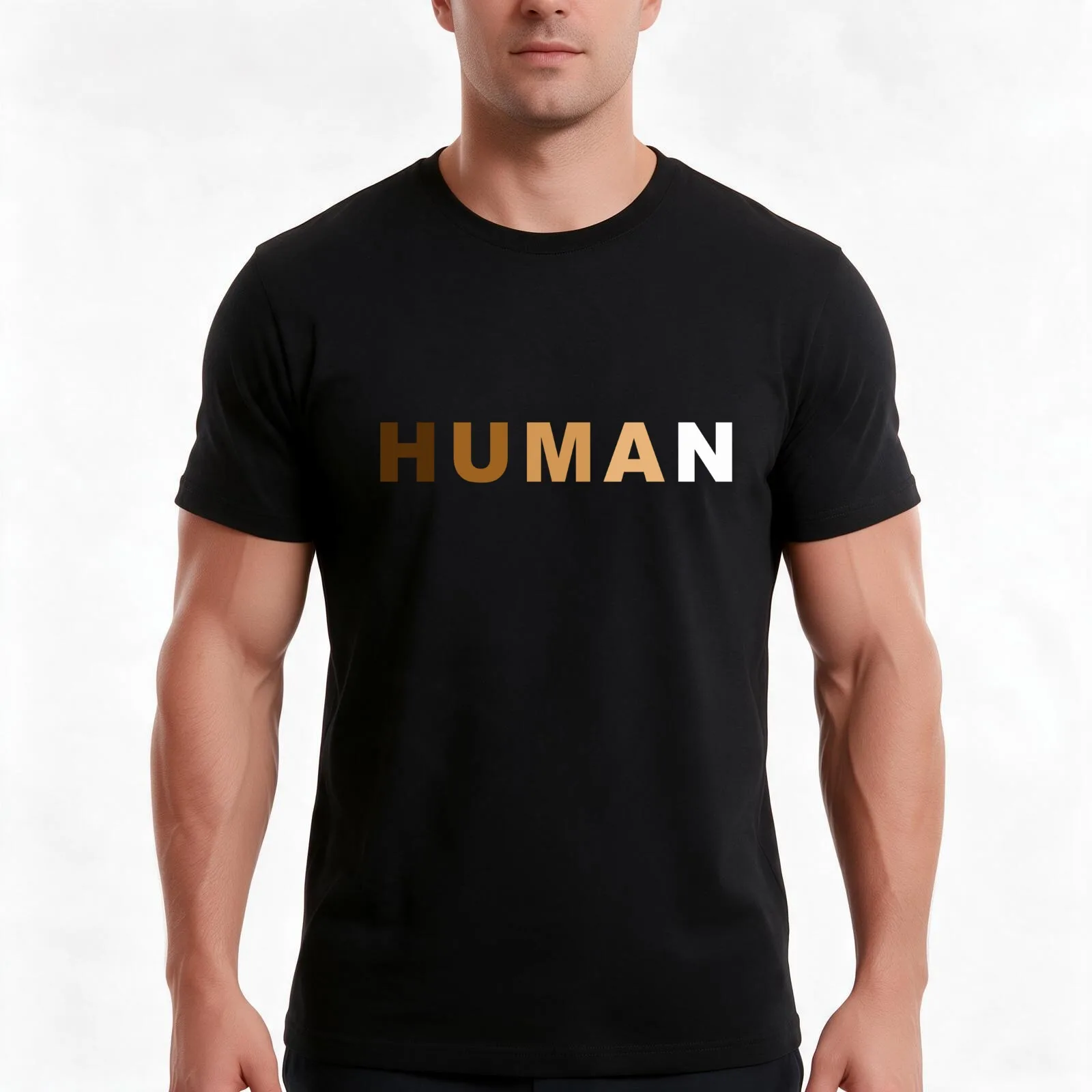 Human - Equality T-Shirt, Summer Casual Cotton Tee, Oversized Streetwear Tops, Vintage Graphic Print, Loose Fit Short Sleeve