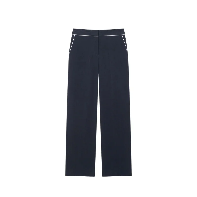 Women High Waist Wide Leg Pants Vintage Contrasting Color Buttons Zipper Long Trousers Casual Versatile All Season 2026 New