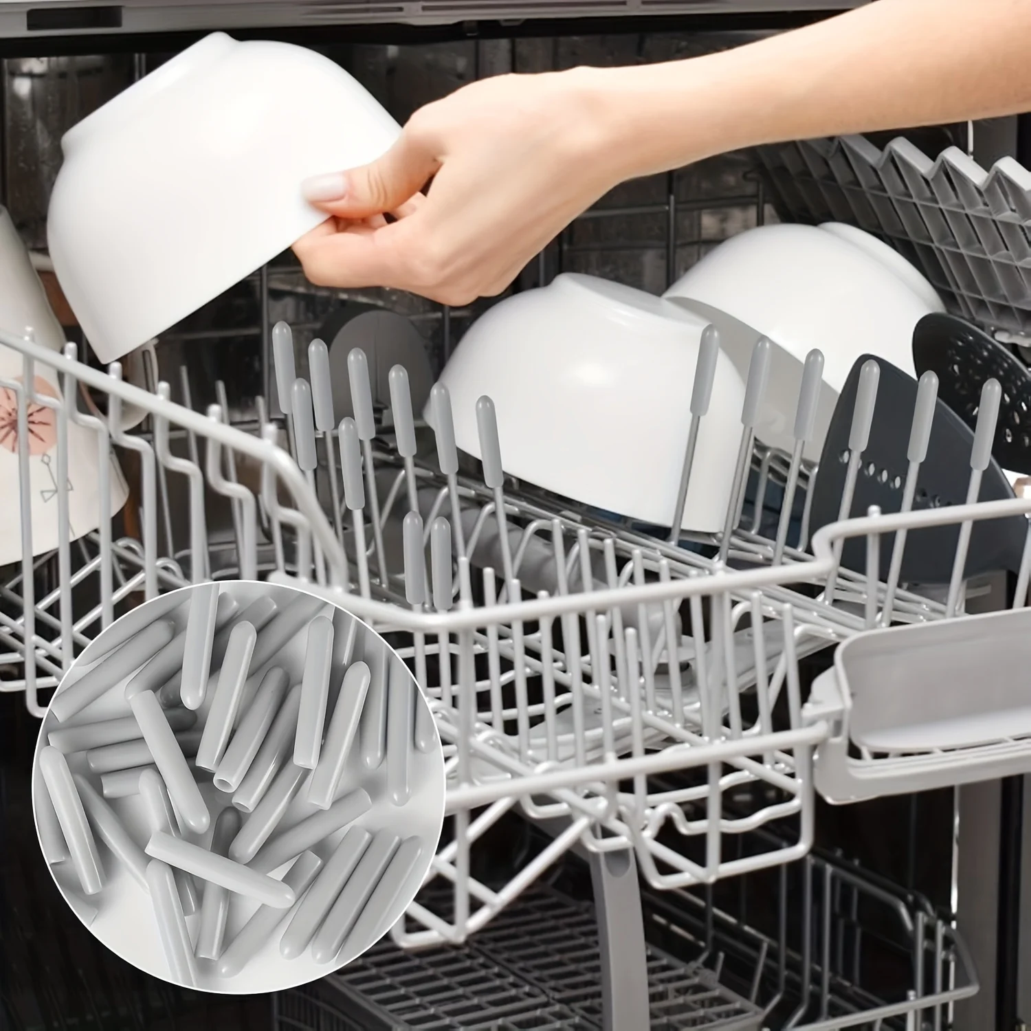 100pcs Dishwasher Rack Caps Tip Tine Cover Cap Flexible Round End Caps Protective Sleeves For Sharp Article To Prevent Collision