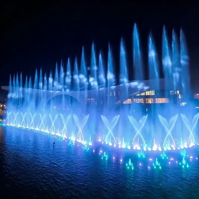 Large Medium Mini Floating Musical Water Feature with Programmable Rhythm Dancing Lights for Open Water Surface Fountain