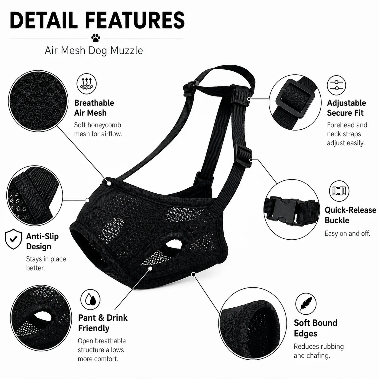 New Small Large Dog Mouth Covers Anti Biting Anti Eating Masks Mesh Ventilation Adjustable Durable Pet Supplies