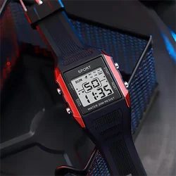 YIKAZE Digital Men Block orologi da polso elettronici militari Display a LED cronografo luminoso orologi da uomo impermeabili per uomo