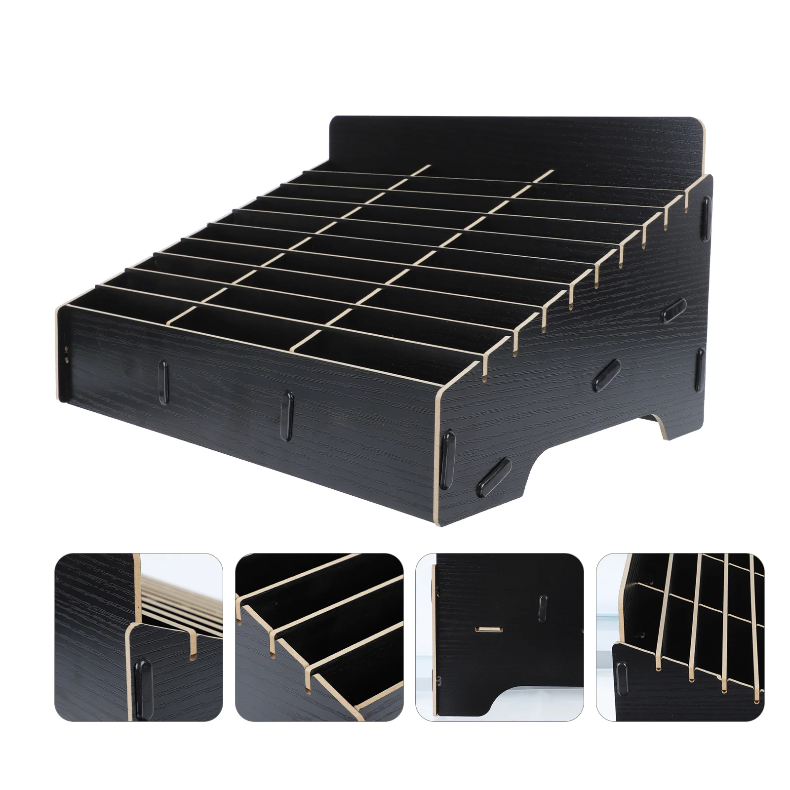 

Desktop Organizer Mobile Phone Storage Box Cell Stand Temporary Holder Drawer Wooden Office