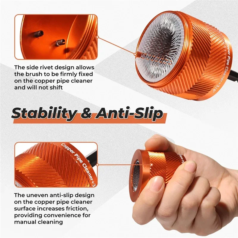For Cleaning Rust, Stains, Paint On Copper Pipes Promotion 1/2 & 3/4 & 1inch Metal Copper Pipe Cleaner Set
