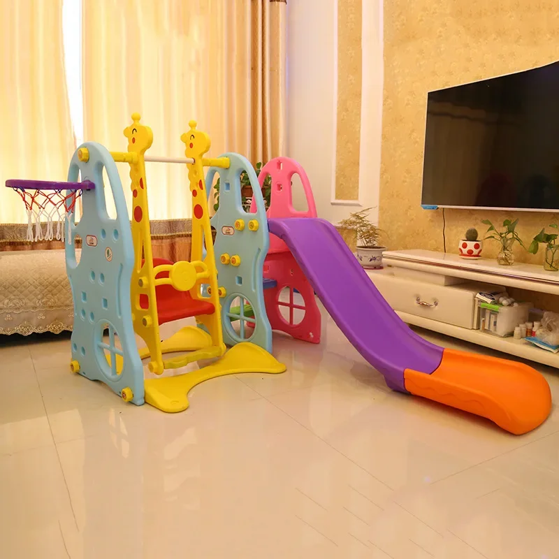 SL8 Children's Indoor and Outdoor Plastic Slide Thickened Toy Home Multi functional Children's Combination Slide with Swing Set