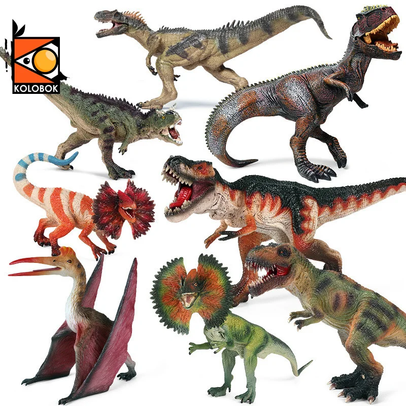 Kolobok Jurassic Brinquedo T-Rex Dilophosauridae Pterosauria Allosaurus Dinosaur Model Action Figures Animal Collection Kid Toy