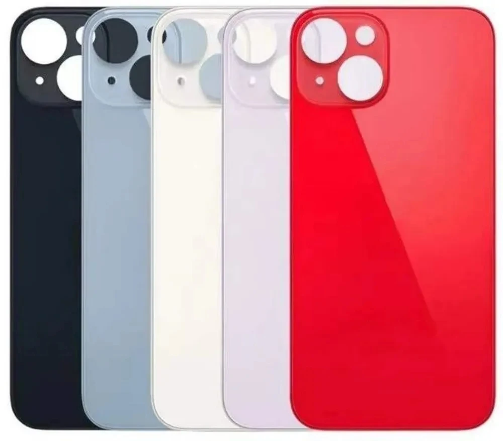 

Заднее стекло + клей 3 м для IPhone 14-14 Plus, стекло задней крышки, быстрая замена корпуса, крышка батарейного отсека, заднее стекло с большим отверстием