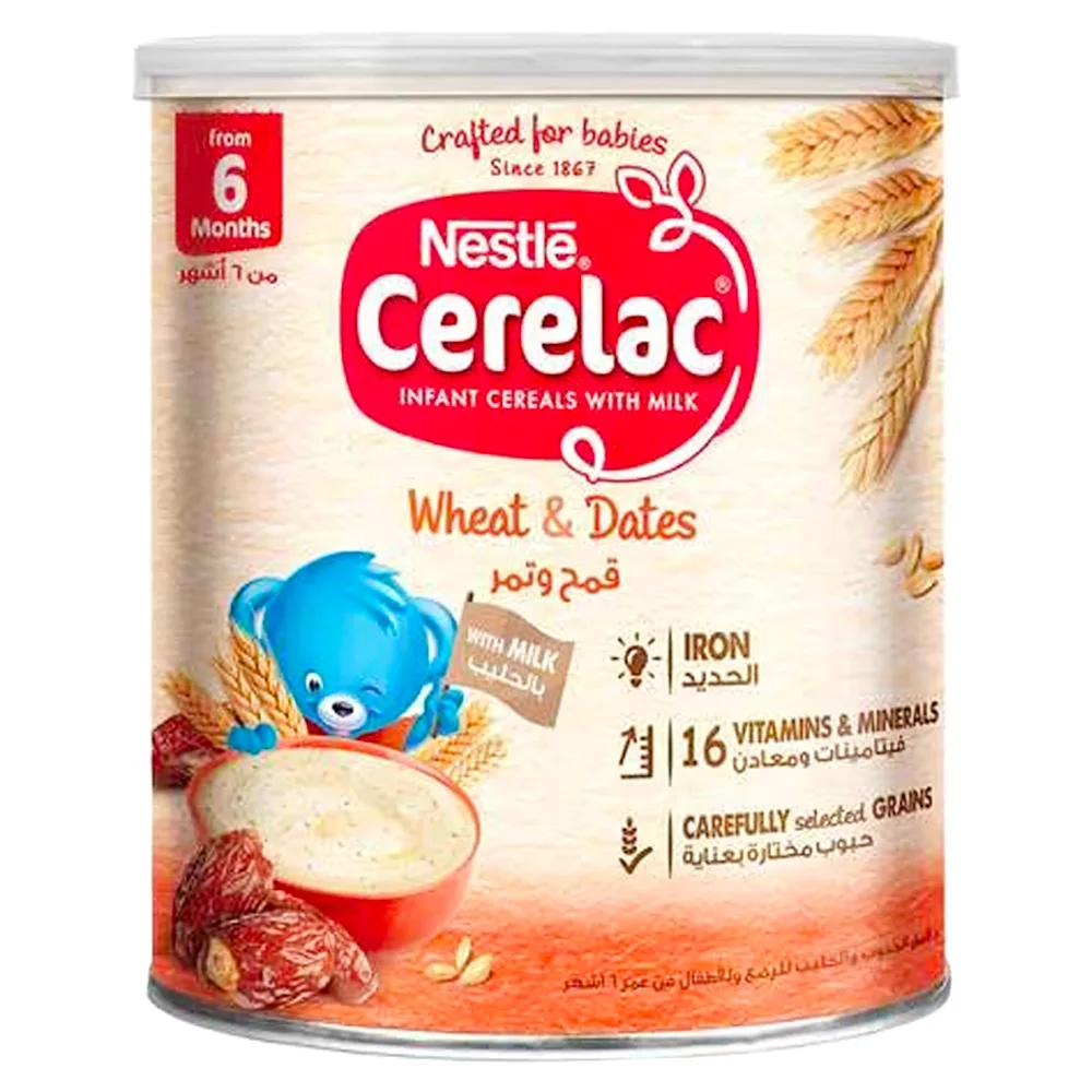 Cerelac Nestlé trigo y dátiles cereales infantiles, a partir de 6 meses, 400 g