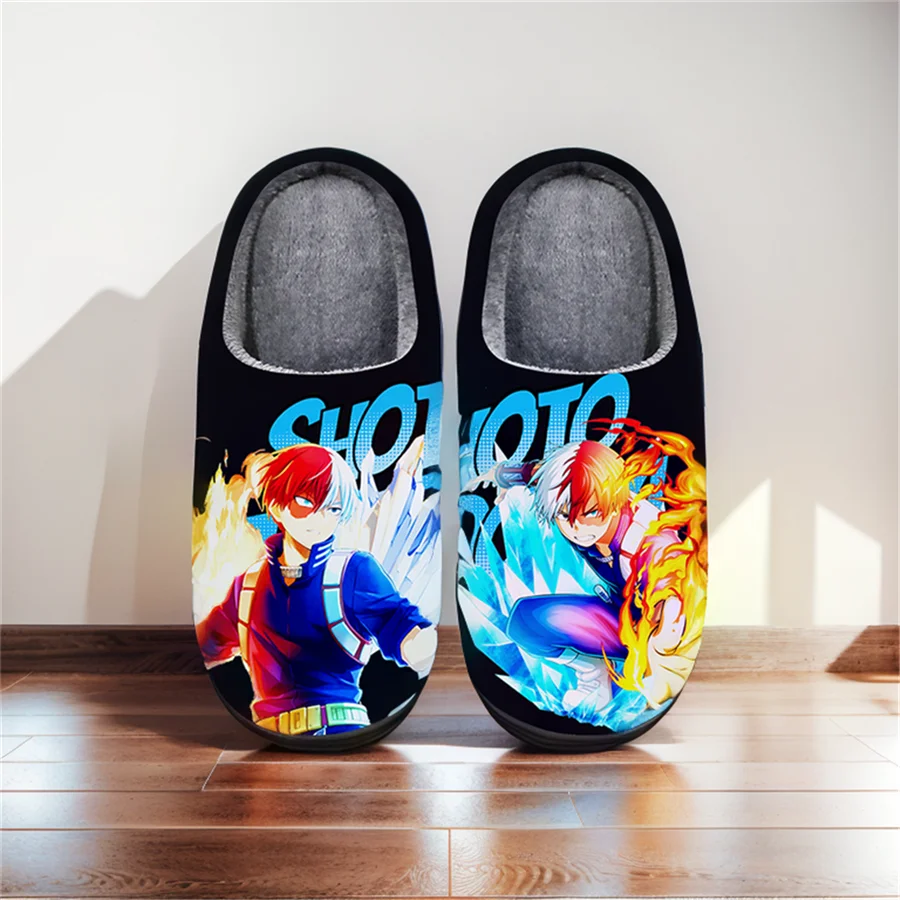 

Anime Cartoon Home Slippers My Hero Academia Todoroki Shoto Winter Warm Slippers For Man Woman Boy Girl Unisex Halloween Gift