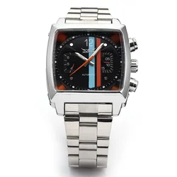 Watch Square Man Cases for Men Watches Automatic Mechanical Stainless Steel Band