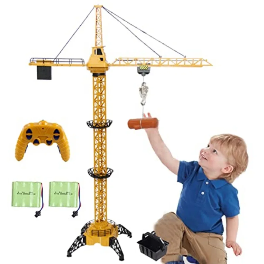 

6 Channel Remote Control Crane Toy for - 50.4 inch RC Tower Crane with LED Lights and Sounds 680° Rotation Lift Construction Ve