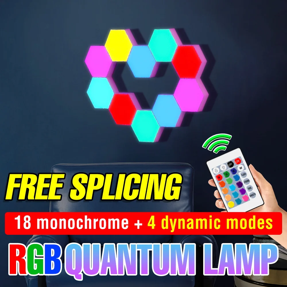 

RGB Quantum Lamp LED Multicolor Atmosphere Light 5V Dimmable Bedroom Esports Room Honeycomb Hexagon DIY Wall Decoration Lighting