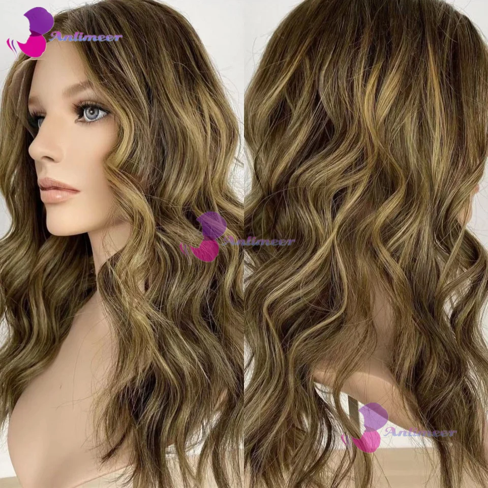 

Brown Blonde Highlight Wig Human Hair Body Wave Lace Wigs Transparent Lace Preplucked Hairline Silk Top Wigs For Women