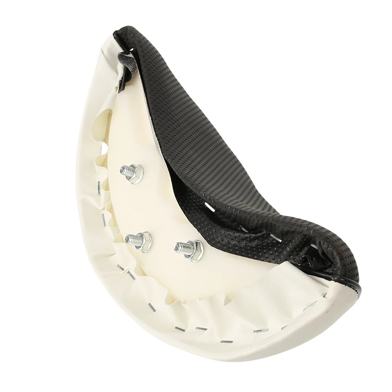 مسند ظهر عالمي للسيارة الكهربائية على شكل هلال منحني على شكل قمر وسادة مسند ظهر من الجلد الأبيض والقطن #5