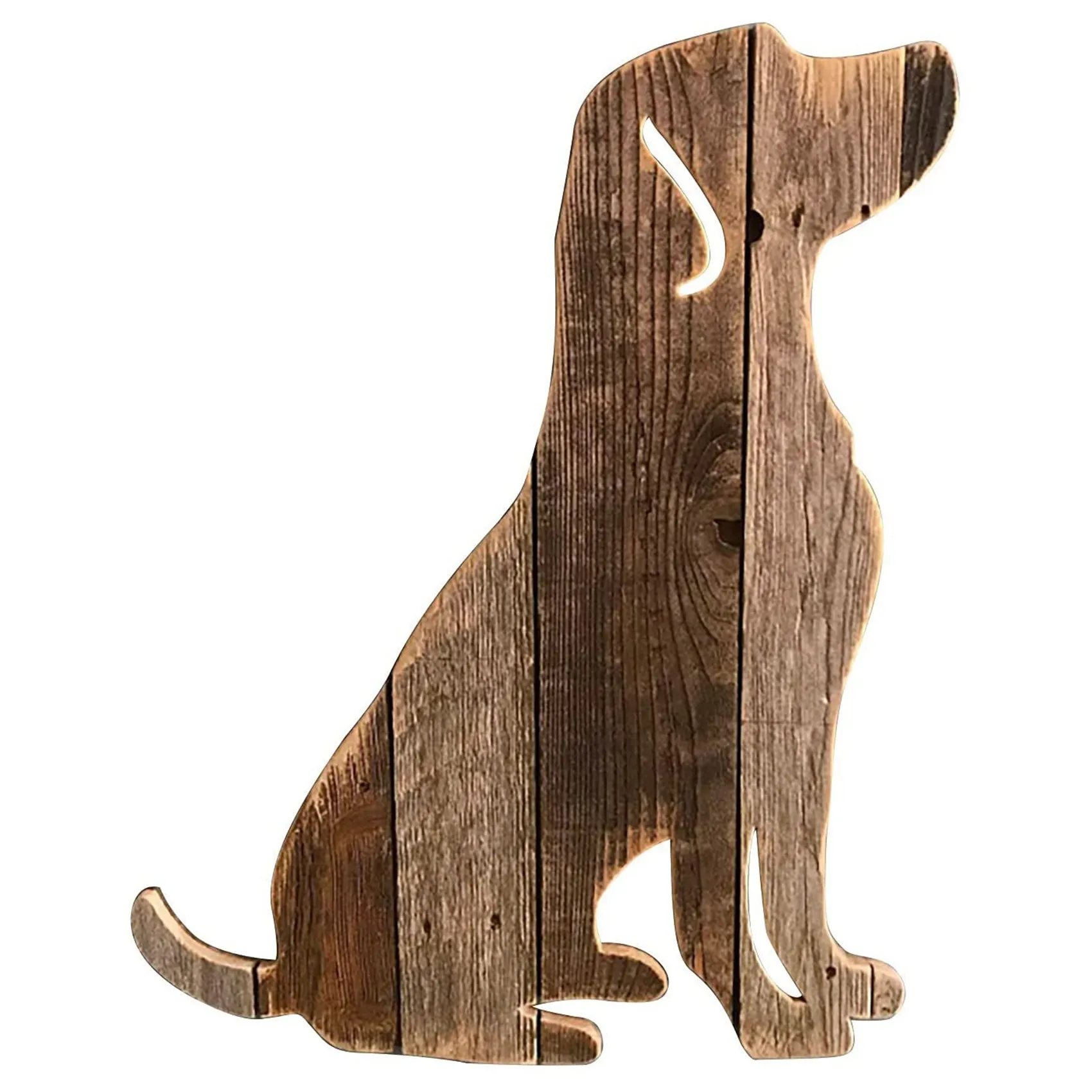 Family Pet Crafts Wall Decoration Wood Splicing Dog Sculpture Ornaments for Home Wall Decor - E