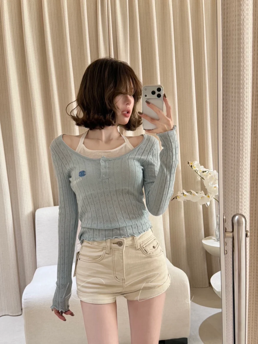 Korean Style High Waist Embroidered Short Jeans Women's Elastic Slimming Cuffed Design Sensation Butt Covering Hot Pants