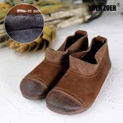 Women's Flat Slip on shoes Mori girl Japanese Retro Cowhide Round Head Loafers Soft Sole high-tops Concise Design Sen Female New