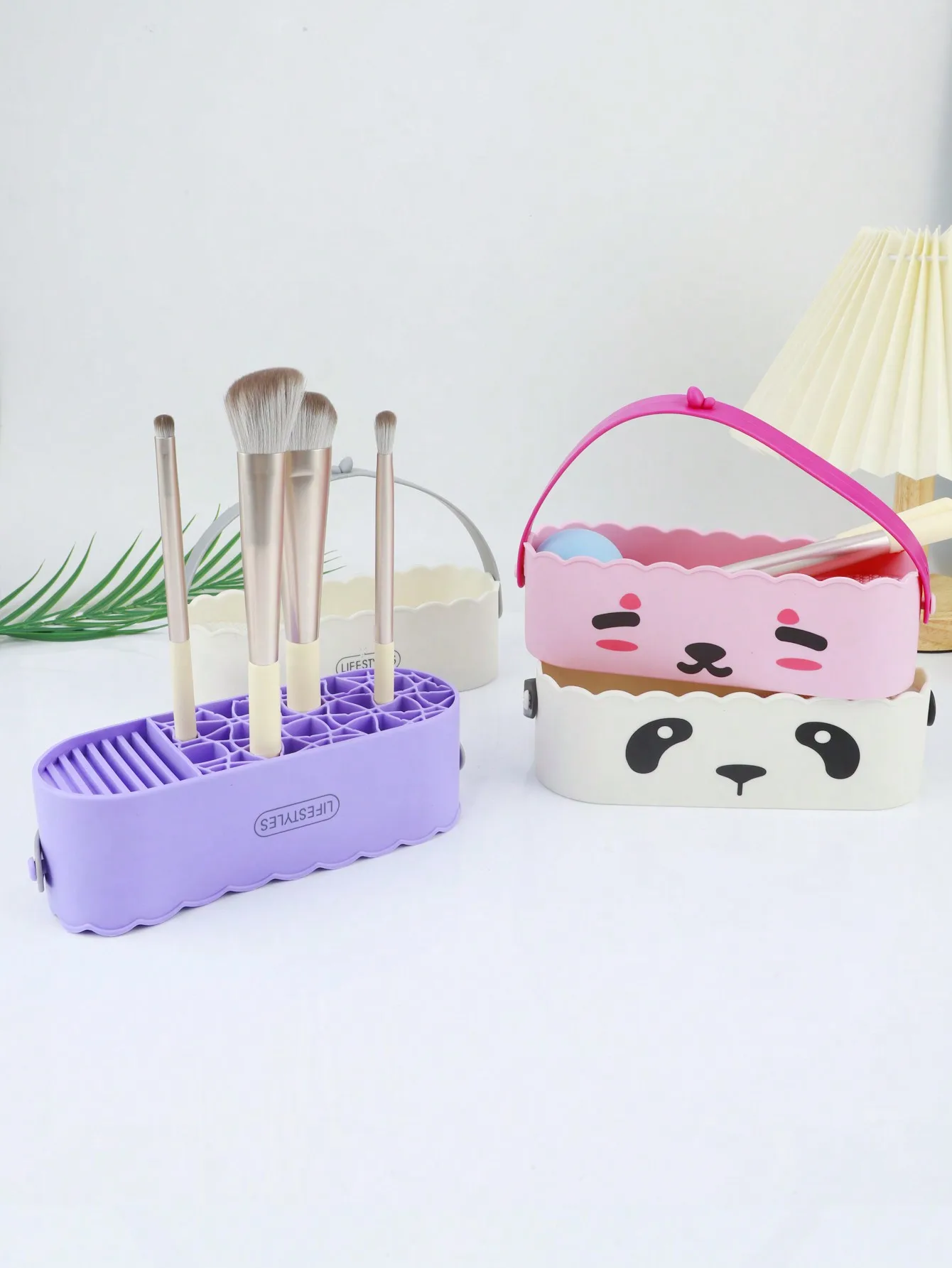 1 Pcs Portable Storage Basket With Handle Wave‑Edge Desktop Organizer Box Cosmetic Sundries Storage Bin For Home Bathroom
