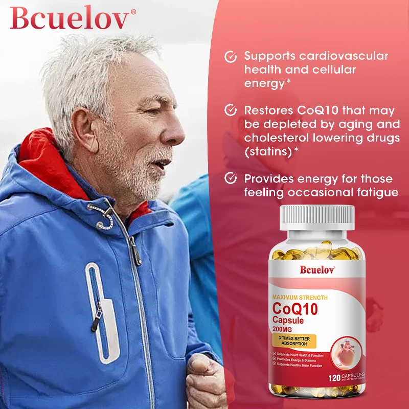 كبسولات المكملات المساعدة Q10 (CoQ10) 200 ملغ تدعم صحة القلب، وتوفر فوائد مضادة للأكسدة، وتعزيز الطاقة