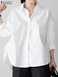 2023 ZANZEA Spring Lapel Neck Long Sleeve Shirt Fashion Solid Loose Blouse Elegant Casual Buttons Down Blusas Female Work Tops