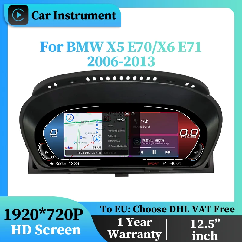 Car LCD Instrument Carplay For BMW X5 E70 X6 E71 Speed Meter Screen Dashboard Car Multimedia Player Digital Cluster Cockpit