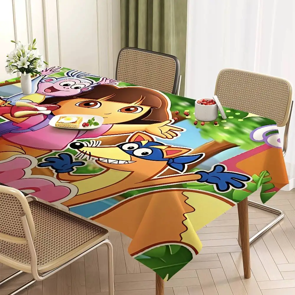 D-Dora Classic Anime Explorer Polyester Waterproof Tablecloth Bedside Table Dustproof Decorative Cloth Living Room Coffee