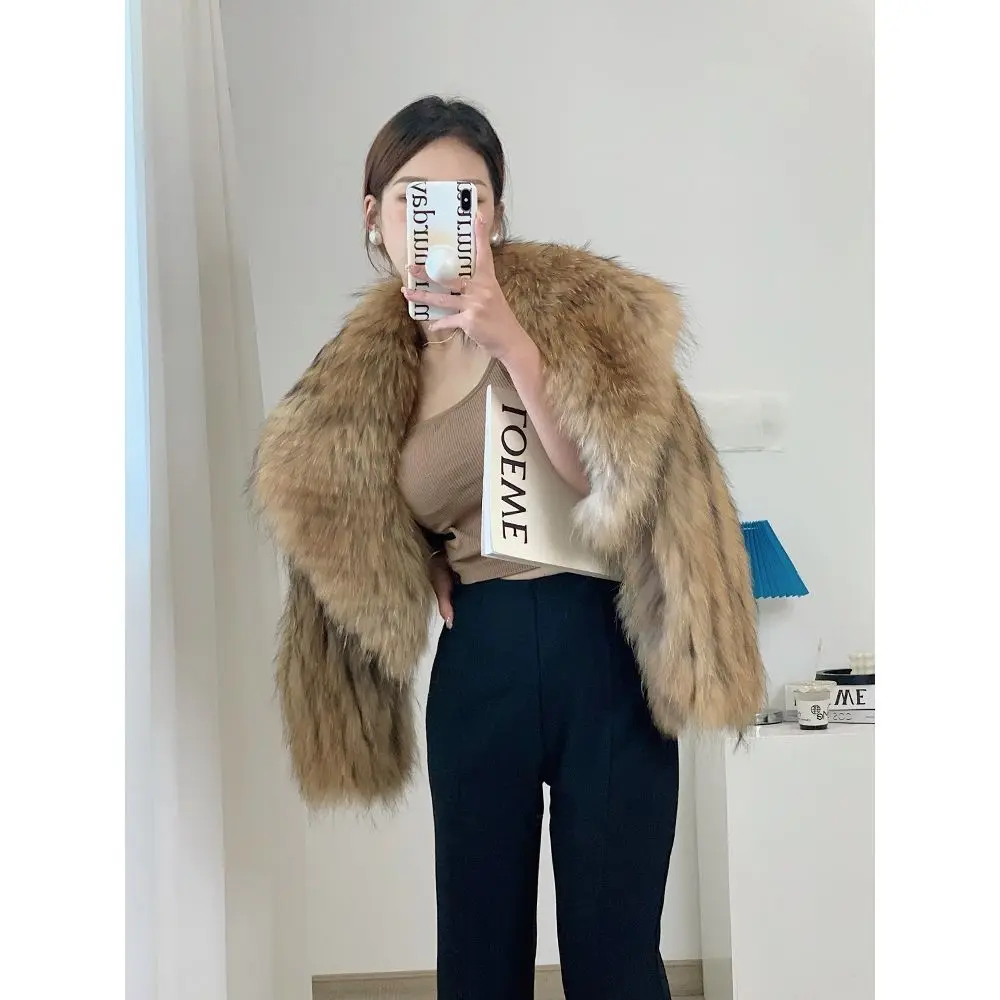 

Women Elegant Plush Faux Fur Overcoat Female Chic Casual Loose Coat Jackets 2023 Winter New Lapel Full Sleeve Fashion Coat F7