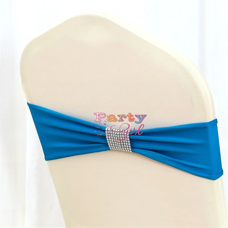 50PCS Lycra Chair Bands Single Layer Spandex Sashes with Net Buckle White & Black Chair Covers for Event Party Wedding Decoratio