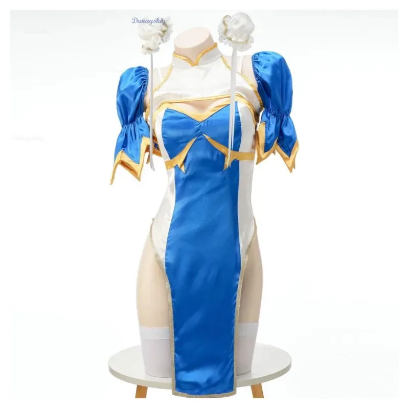 Colo Li quio play blue qipao cosplay dress game dresses full set dimension kung fu Halloween party suit for fun