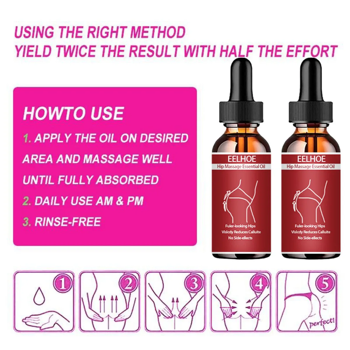 Sexy Hip Buttock Enlargement Hip Firm Essential Oil Cream Effective Hip Lift Up Butt Beauty Female Hips Tightening Massage Oils