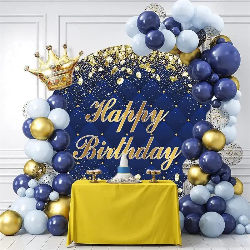 Adult Birthday Round Backdrop Cover Golden Glitter Balloon Name Custom Circle Photographic Background Baby Shower Photo Studio