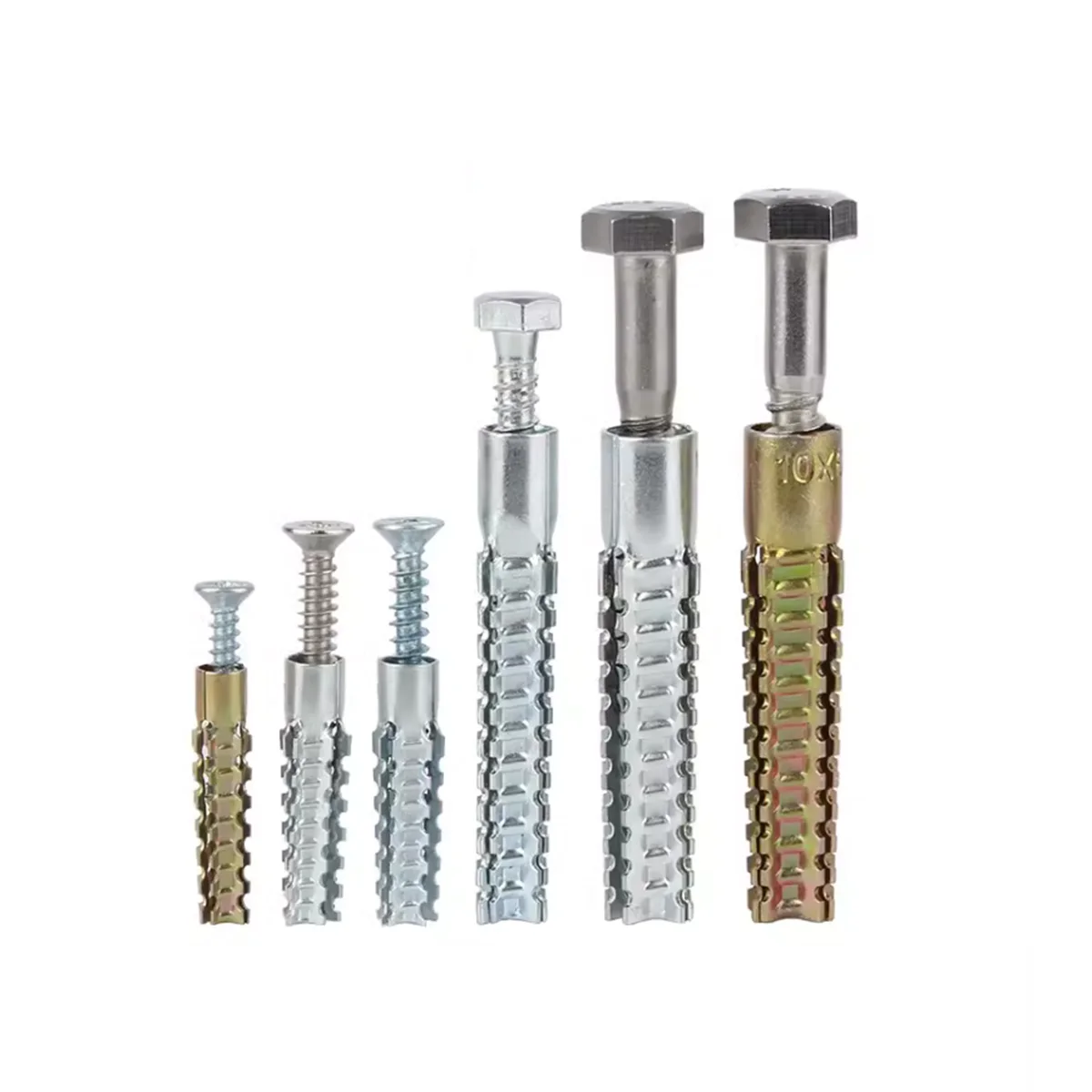 Iron Gecko Expansion Screw M5 M6 M8 M10, Serrated Anti-Loosening Self Tapping Screw for Cement Wall Hollow Brick, Wall Anchor