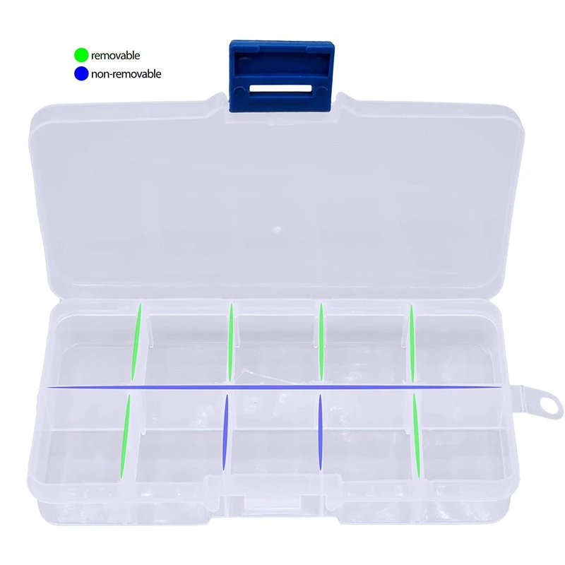 15 Pcs Clear Jewelry Box Plastic Organizer Box With Adjustable Dividers For Crafts Bead Tackle Storage 10 Compartment