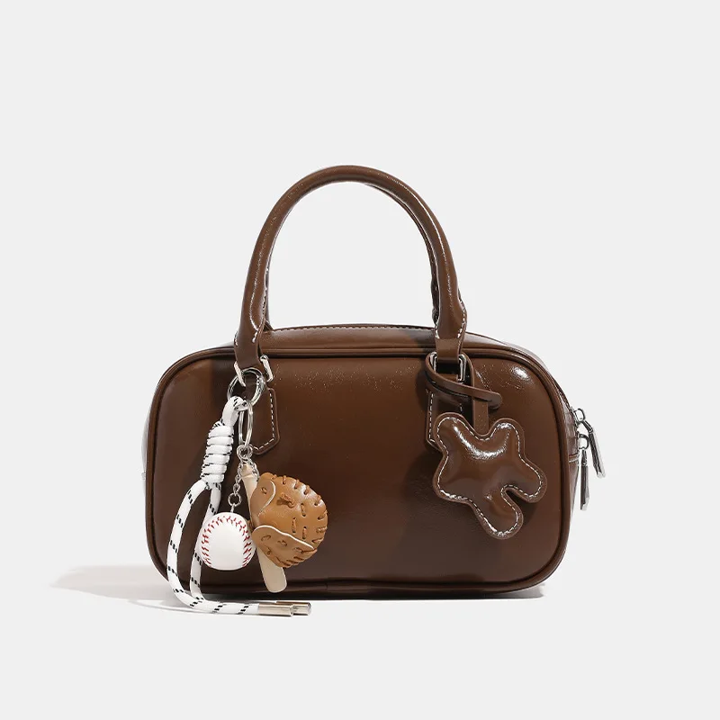 

Niche Design Bowling Bag for Women, Cute Autumn and Winter New Retro Handbag, Shoulder Bag, Crossbody Boston Bag