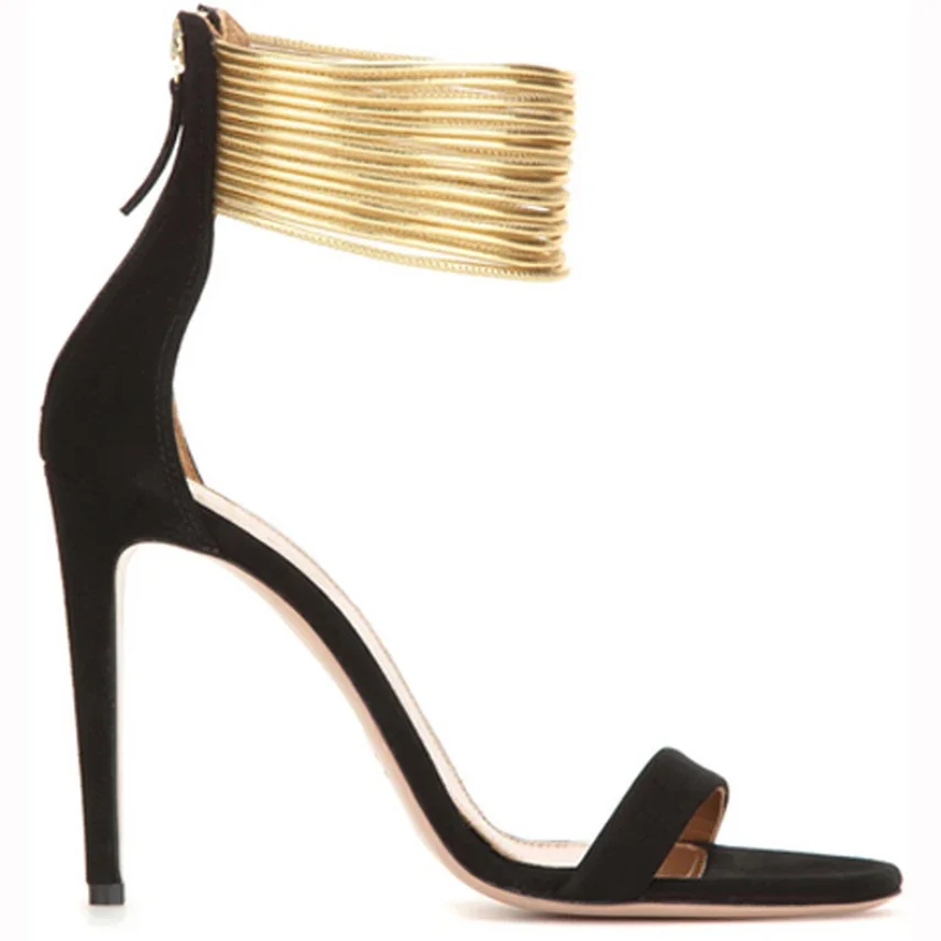 

【Measure your feet length before order】 Women Stiletto High Heel Sandals Sexy Bridals Party Fashion Strappy Lady Shoes 16-CHC-26
