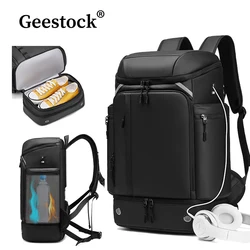 Geestock Men Travel Backpack 17 Inch Laptop Backpack Business Backpack With Shoe Bag Unisex Outdoors Trekking Hiking Waterproof