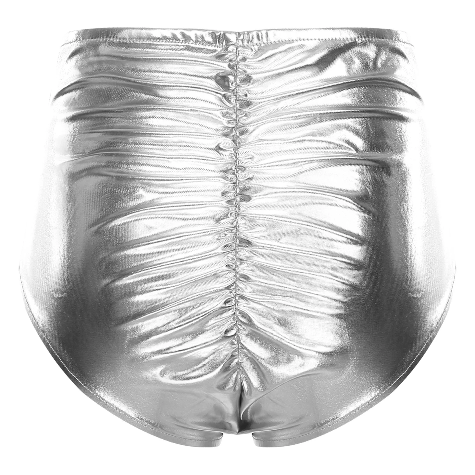 여성용 반짝이는 부티 쇼츠, 무지개빛 메탈릭 브리프, 핫팬츠, 귀여운 리본 주름 하이웨이스트, 뮤직 레이브 파티 댄스 쇼츠, 클럽웨어