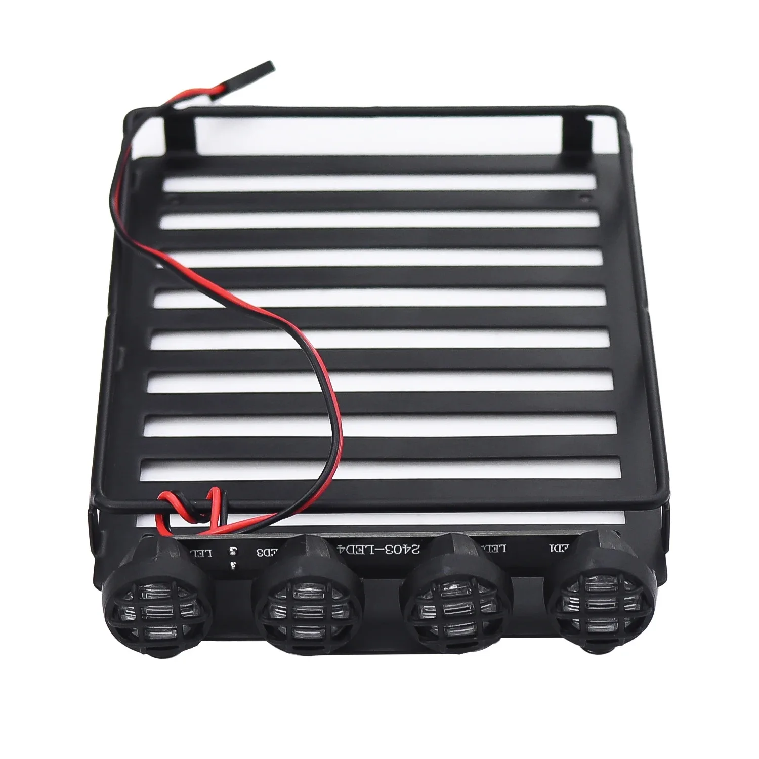 Metal Roof Luggage Rack with 4 LED Spotlights Simulation Upgrade Parts for 1/18 TRX4M Bronco Defender AX-8560 RC Crawler Car