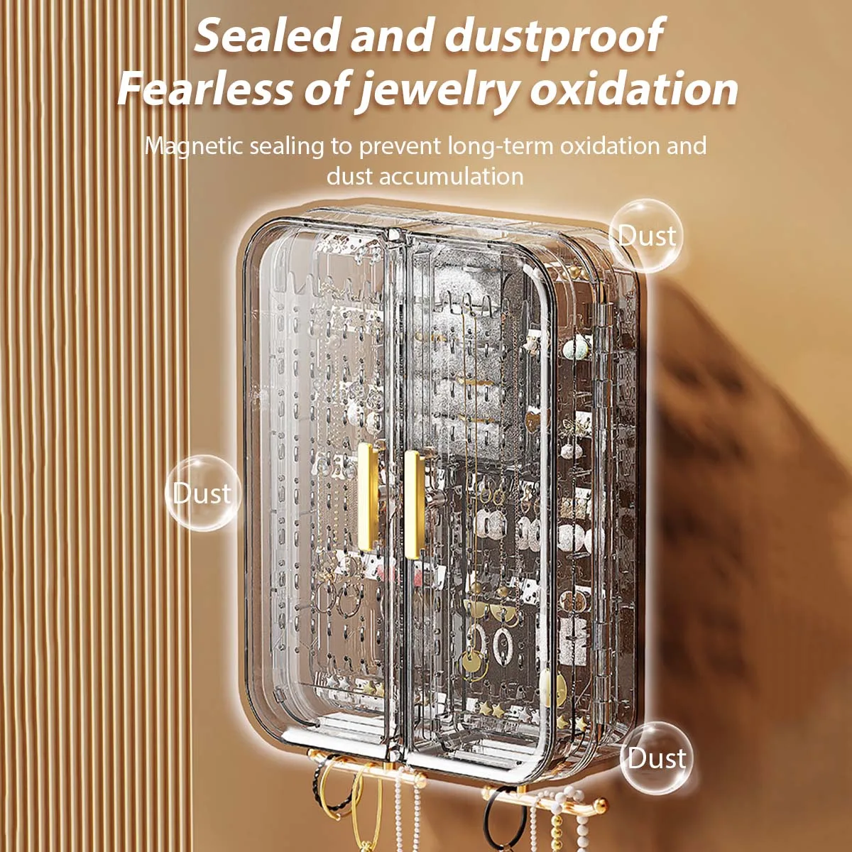 غرفة نوم الحائط القرط قلادة تخزين الرف البلاستيك الشفاف مجوهرات رف شاشة الراقية صندوق تخزين المجوهرات المنزلية #4