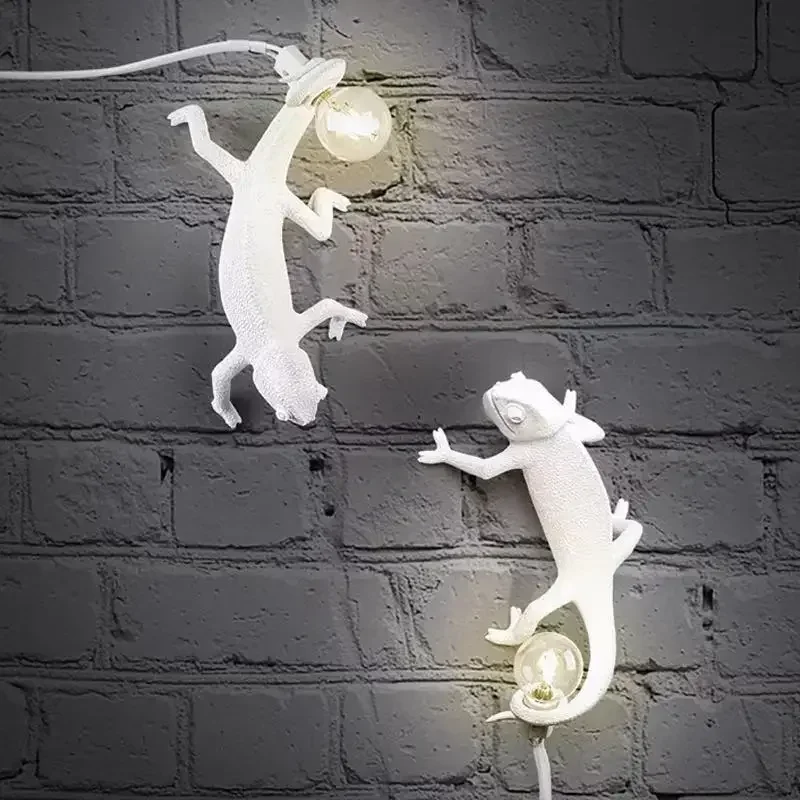 Resin Lizard Night Light Living Room Bedroom Modern Animal Chameleon Wall Lamps Table Lamps Home Decor Luminarie