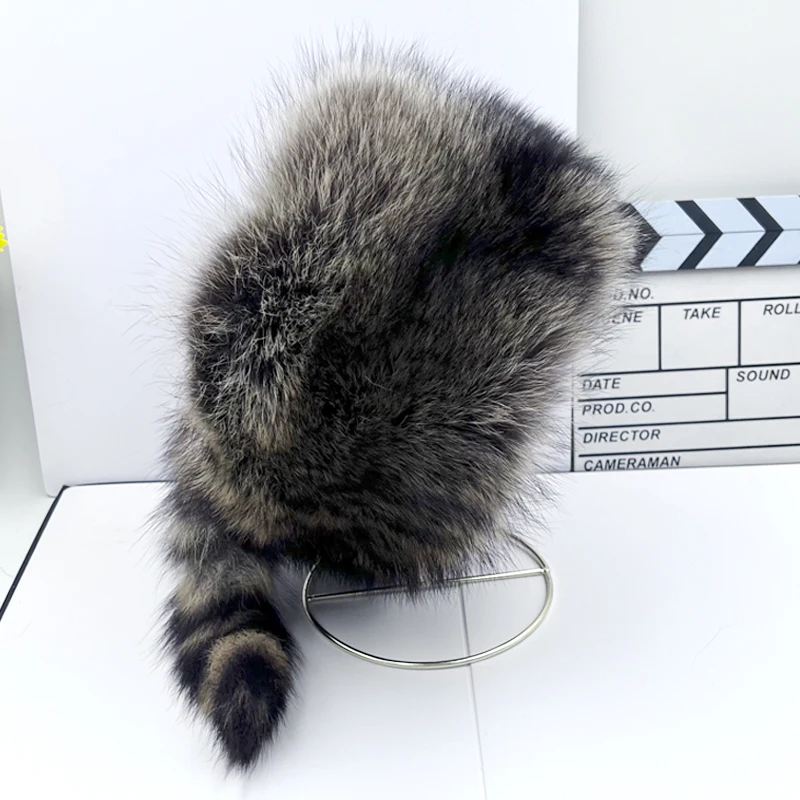 Classic Russian Ushanka Hat for Men Women Genuine Raccoon Fur Winter Ear Warmers