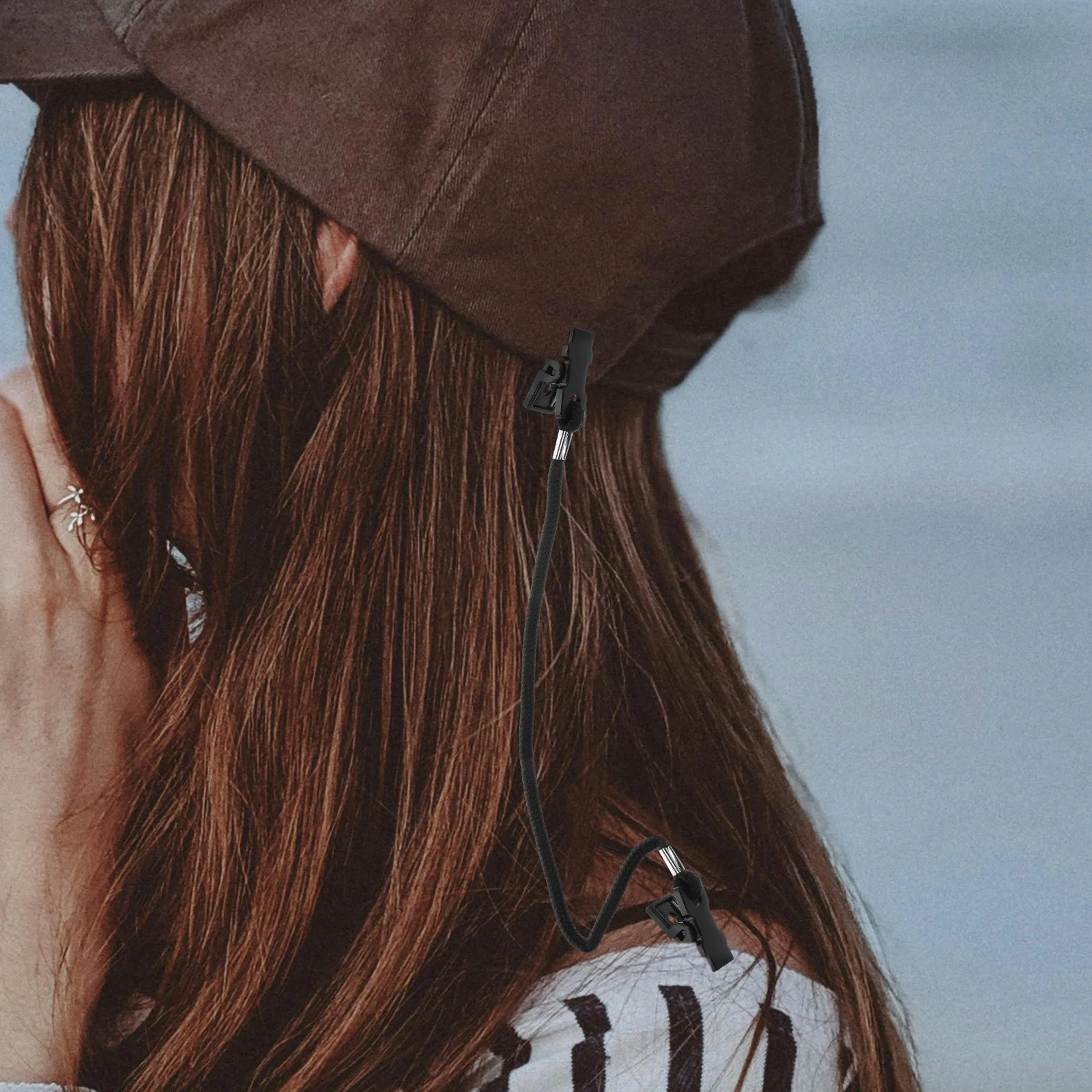 2 Pcs Hat Cord Adjustable Strap Holder Cap Retainer for Fishing Hats Black Keeper Clips Baseball Kit Travel