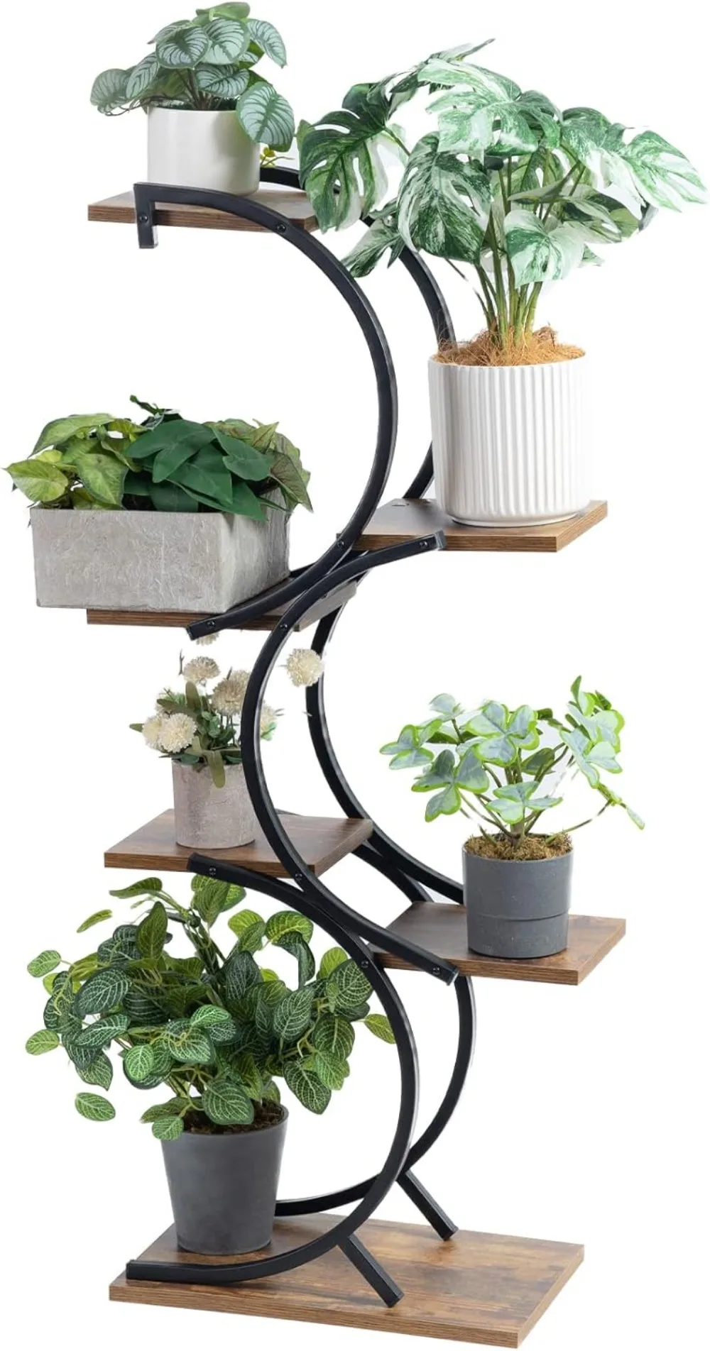 Plant Stand Indoor 6-Tier Wrought Iron Stand Green Indoor Tiered Plant Use Office Home Decor By Metal Plant Stand