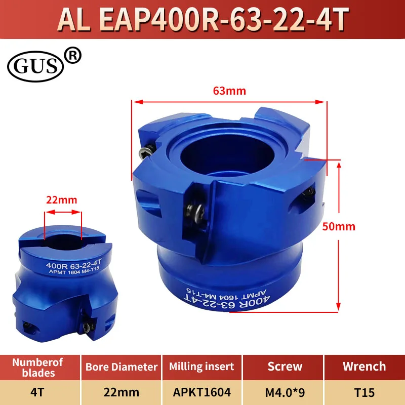 EAP 400R BAP400R 40 50 63 80 100 125 160 90 ° Aluminum Alloy Milling Cutter Head for inserted APKT1604 CNC FMB Tool Holder Lathe