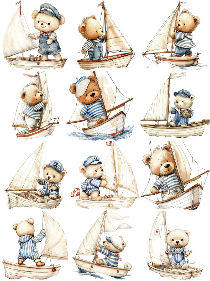 Sailing Bear Stickers Crafts And Scrapbooking stickers kids toys book Decorative sticker DIY Stationery