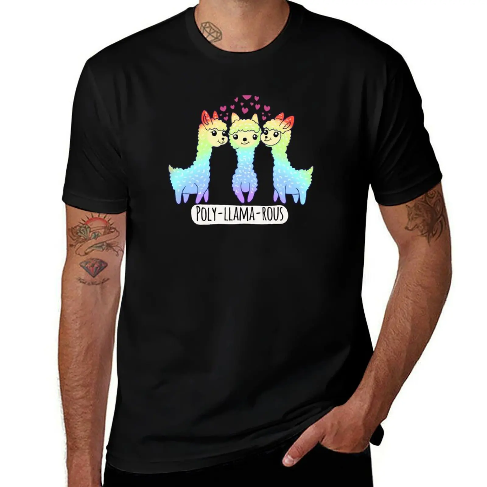 

Poly-llama-rous, polyamorous, llama, rainbow, cute lgbtq T-Shirt man t shirt graphic man t shirt heavy cotton T-Shirt