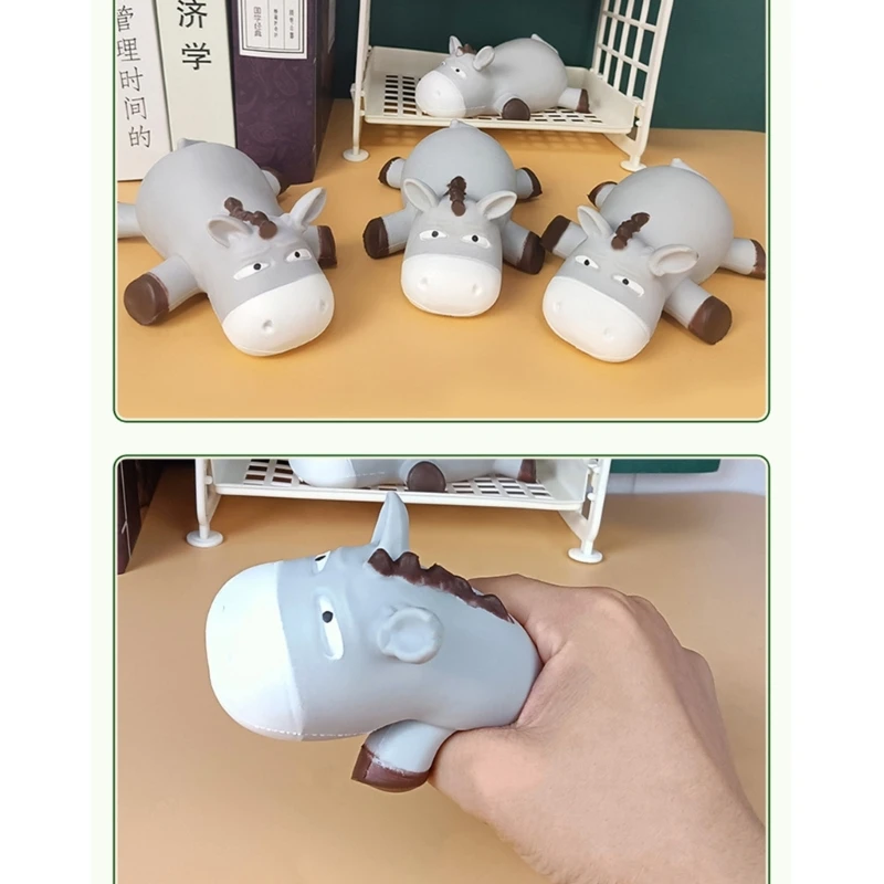 Jouet poche en forme d'âne pour enfants, figurine d'animal doux, jouet TPR anti-stress extensible